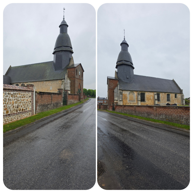 L'église de Rouge Perriers vue gauche et de droite.